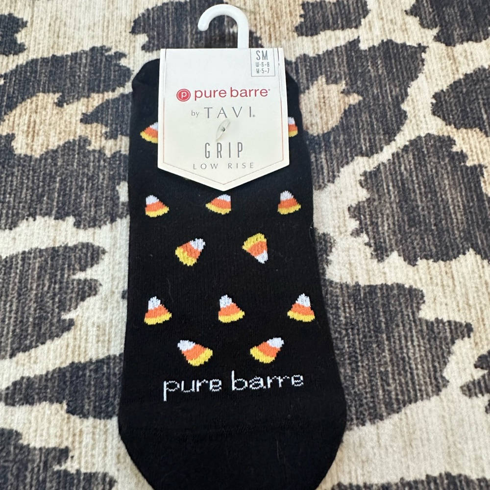 Pure Barre Black Candy Corn Grip Socks